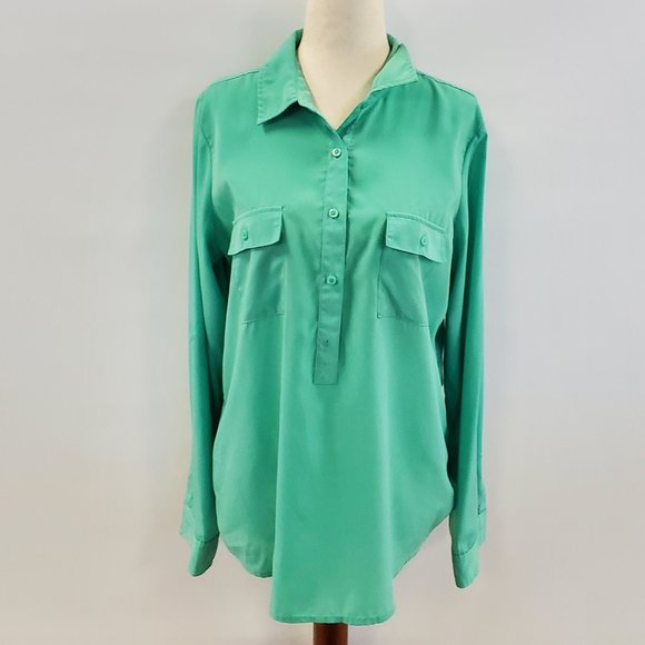 Old Navy Teal Blouse Size Medium - Picture 1 of 3